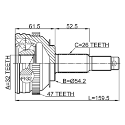 Alternative view of OUTER CV JOINT 32X54.2X26