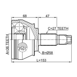 Alternative view of OUTER CV JOINT 36X58X27