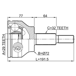 Alternative view of OUTER CV JOINT 29X72X32