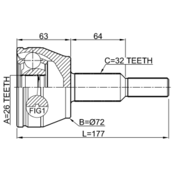 Alternative view of OUTER CV JOINT 26X70X32