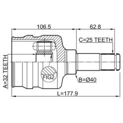 Alternative view of INNER CV JOINT LEFT 32X40X25