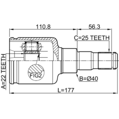Alternative view of REAR INNER CV JOINT 22X40X25