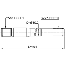 Alternative view of AXLE HALF SHAFT RIGHT 27X494X29