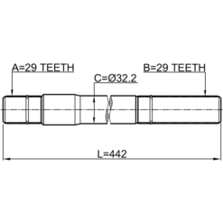 Alternative view of AXLE HALF SHAFT RIGHT 29X442X29