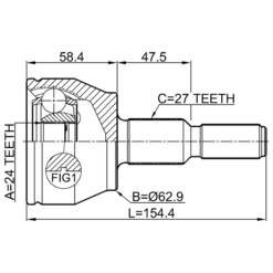 Alternative view of OUTER CV JOINT 24X63X27