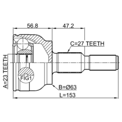 Alternative view of OUTER CV JOINT 23X63X27