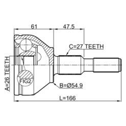 Alternative view of OUTER CV JOINT 26X55X27