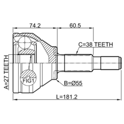 Alternative view of OUTER CV JOINT 27X55X38