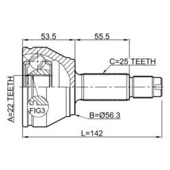 Alternative view of OUTER CV JOINT 22X56.3X25