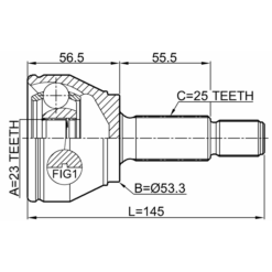Alternative view of OUTER CV JOINT 23X53.2X25
