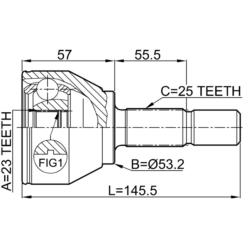 Alternative view of OUTER CV JOINT 23X53.2X25
