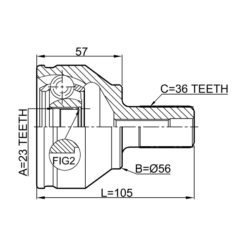 Alternative view of OUTER CV JOINT 23X56X36