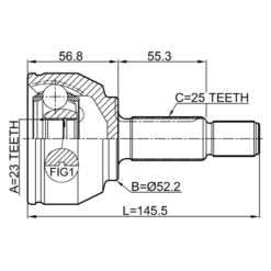 Alternative view of OUTER CV JOINT 23X52.2X25