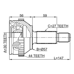 Alternative view of OUTER CV JOINT 30X57X27