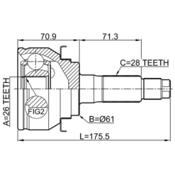 Alternative view of OUTER CV JOINT 26X61X28