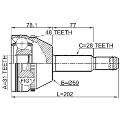 Alternative view of OUTER CV JOINT 31X59X28