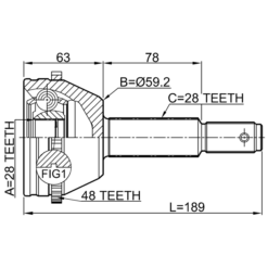 Alternative view of OUTER CV JOINT 28X59X28