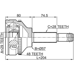 Alternative view of OUTER CV JOINT 29X57X28