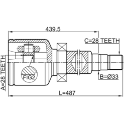 Alternative view of INNER CV JOINT RIGHT 28X33X28