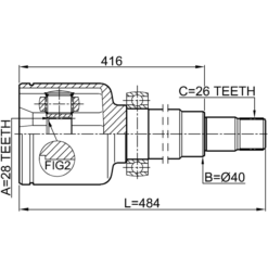 Alternative view of INNER CV JOINT RIGHT 28X40X26
