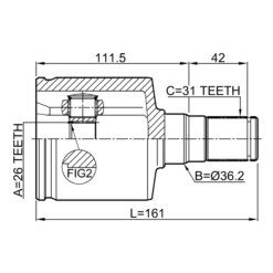 Alternative view of INNER CV JOINT LEFT 26X36.2X31
