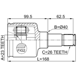 Alternative view of INNER CV JOINT LEFT 23X40X26