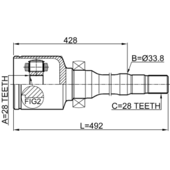 Alternative view of INNER CV JOINT RIGHT 28X33.8X28