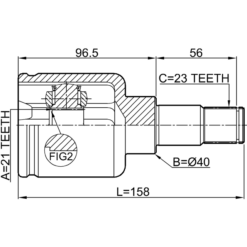 Alternative view of INNER CV JOINT LEFT 21X40X23