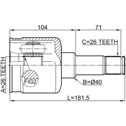 Alternative view of INNER CV JOINT LEFT 26X40X26