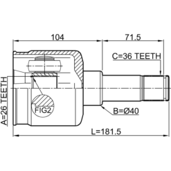 Alternative view of INNER CV JOINT LEFT 26X40X36