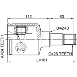 Alternative view of INNER CV JOINT LEFT 24X40X26