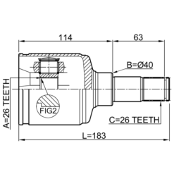 Alternative view of INNER CV JOINT LEFT 26X40X26