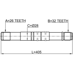 Alternative view of AXLE HALF SHAFT LEFT 32X405X26