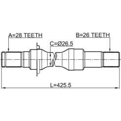Alternative view of AXLE HALF SHAFT RIGHT 26X425X28