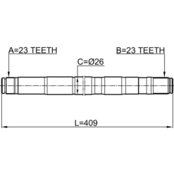 Alternative view of AXLE HALF SHAFT LEFT 23X408X23