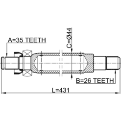 Alternative view of AXLE HALF SHAFT RIGHT 26X431X35