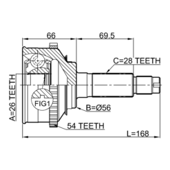Alternative view of OUTER CV JOINT 26X56X28