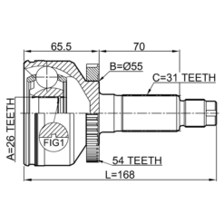 Alternative view of OUTER CV JOINT 26X55X31