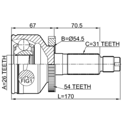 Alternative view of OUTER CV JOINT 26X54.5X31