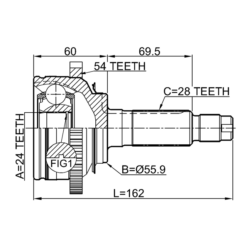 Alternative view of OUTER CV JOINT 24X55.9X28