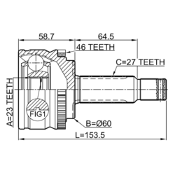 Alternative view of OUTER CV JOINT 23X60X27