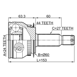 Alternative view of OUTER CV JOINT 24X60X27