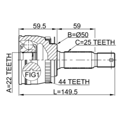 Alternative view of OUTER CV JOINT 22X49.5X25