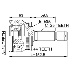 Alternative view of OUTER CV JOINT 24X50X25