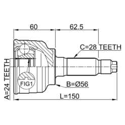 Alternative view of OUTER CV JOINT 24X56X28