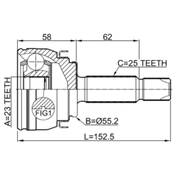 Alternative view of OUTER CV JOINT 23X55X25