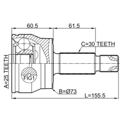 Alternative view of OUTER CV JOINT 25X73X30