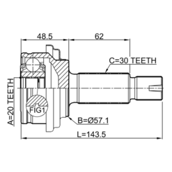 Alternative view of OUTER CV JOINT REAR 30X57.1X20