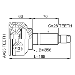 Alternative view of OUTER CV JOINT 25X56X28