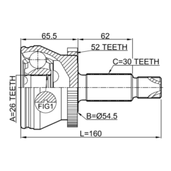 Alternative view of OUTER CV JOINT 26X54.6X30